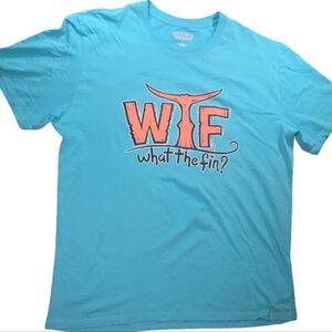 What The Fin? Blue Graphic T-Shirt
